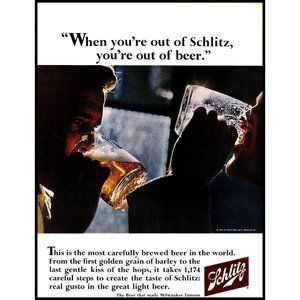 1966 Schlitz Beer Mug Toast Chug Vintage Print Ad Business Men Suit Wall Art